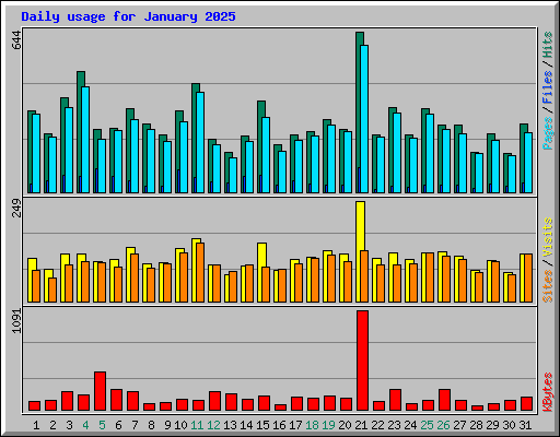 Daily usage for January 2025