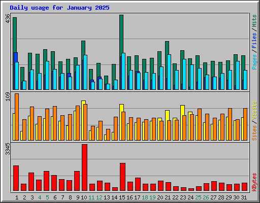 Daily usage for January 2025