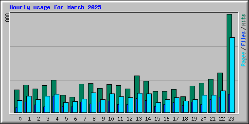 Hourly usage for March 2025