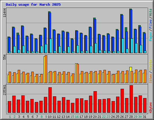 Daily usage for March 2025