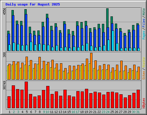 Daily usage for August 2025