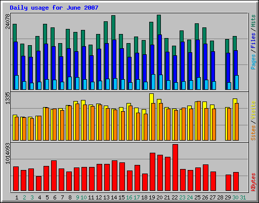 Daily usage for June 2007
