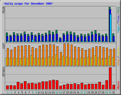 Daily usage for December 2007