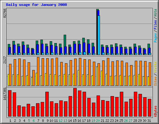Daily usage for January 2008
