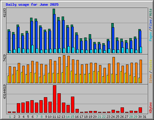 Daily usage for June 2025