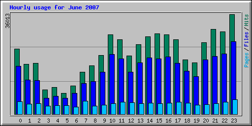 Hourly usage for June 2007