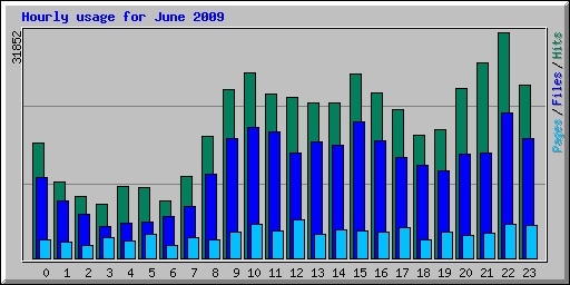 Hourly usage for June 2009