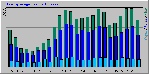 Hourly usage for July 2009