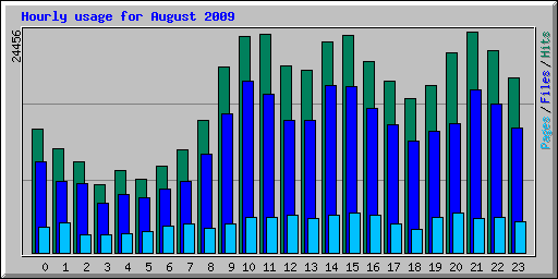 Hourly usage for August 2009