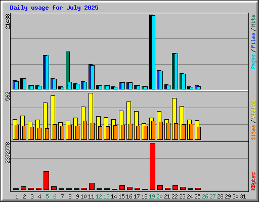 Daily usage for July 2025