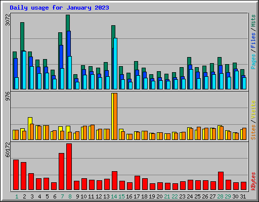 Daily usage for January 2023