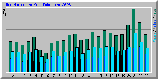 Hourly usage for February 2023