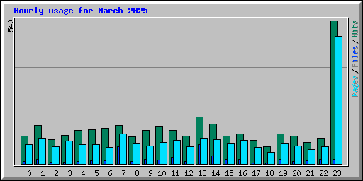 Hourly usage for March 2025