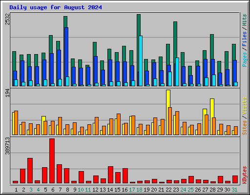 Daily usage for August 2024