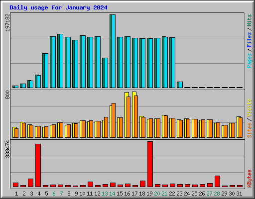 Daily usage for January 2024