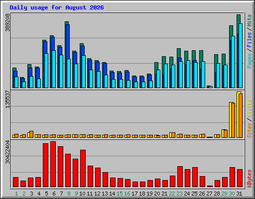 Daily usage for August 2026