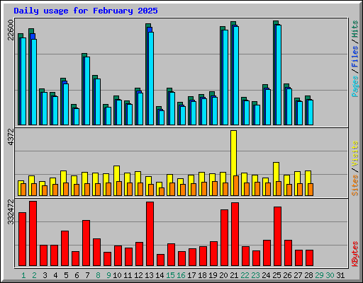 Daily usage for February 2025