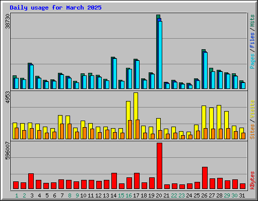 Daily usage for March 2025