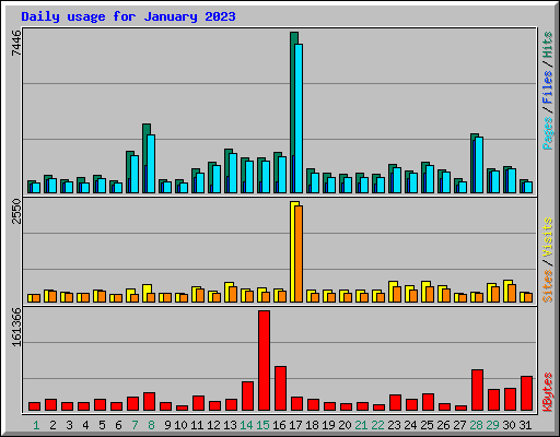 Daily usage for January 2023