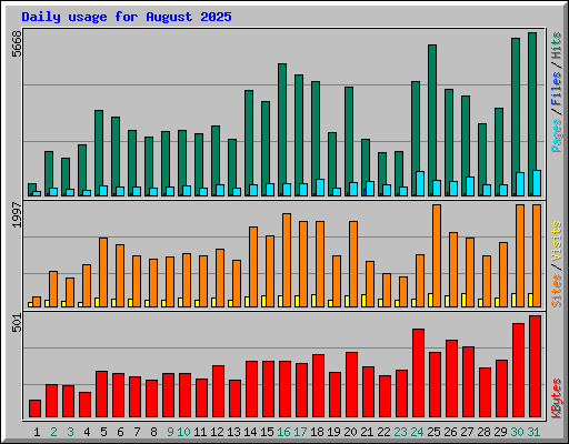 Daily usage for August 2025
