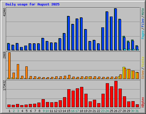 Daily usage for August 2025