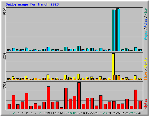 Daily usage for March 2025