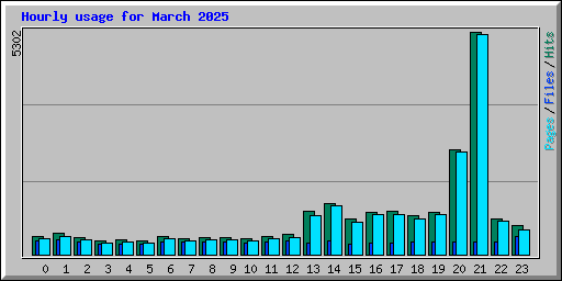 Hourly usage for March 2025