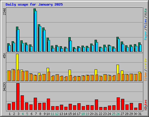 Daily usage for January 2025