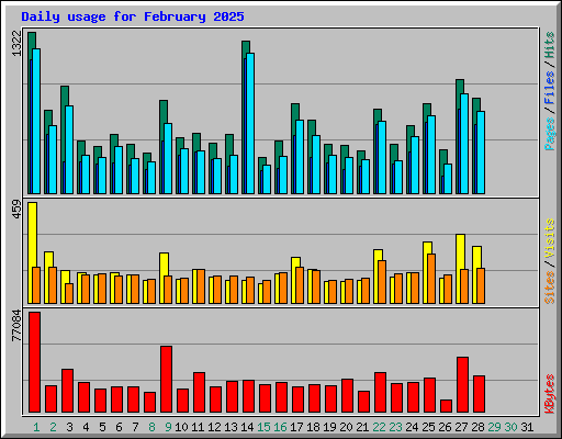 Daily usage for February 2025