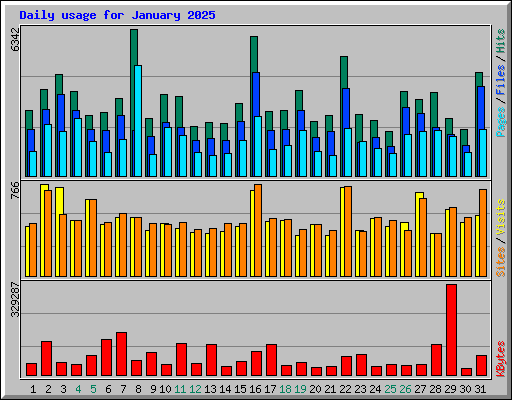Daily usage for January 2025