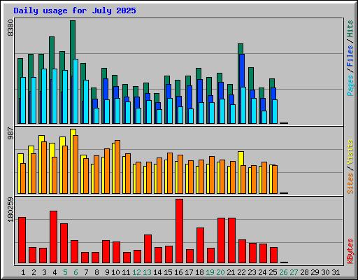 Daily usage for July 2025