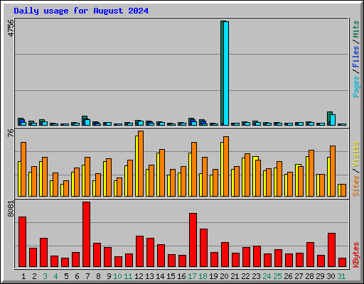 Daily usage for August 2024