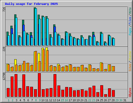Daily usage for February 2025