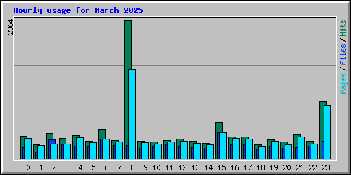 Hourly usage for March 2025