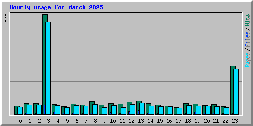 Hourly usage for March 2025