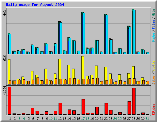Daily usage for August 2024
