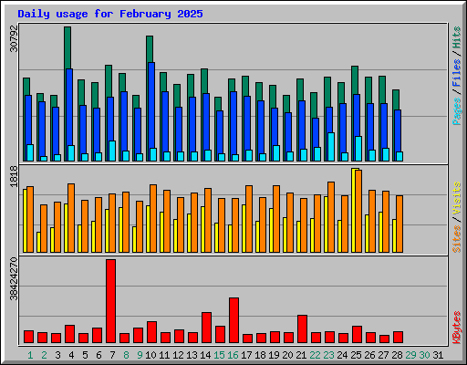 Daily usage for February 2025