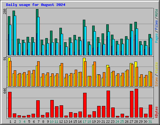 Daily usage for August 2024