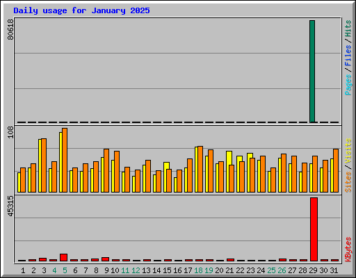 Daily usage for January 2025
