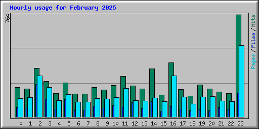 Hourly usage for February 2025