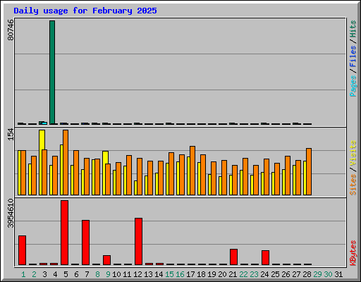 Daily usage for February 2025