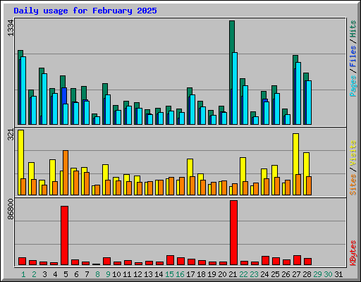 Daily usage for February 2025