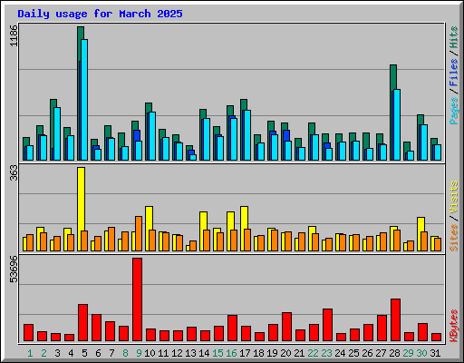 Daily usage for March 2025