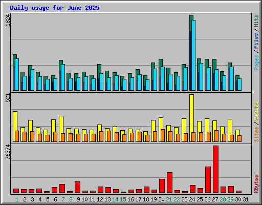 Daily usage for June 2025