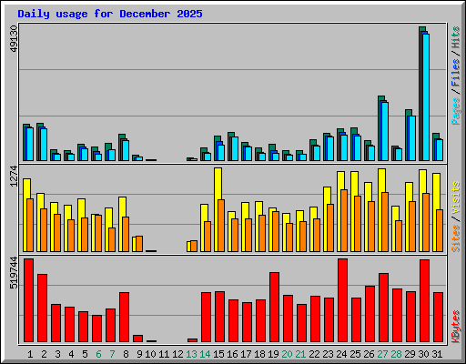 Daily usage for December 2025