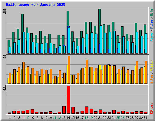 Daily usage for January 2025