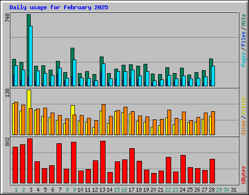 Daily usage for February 2025