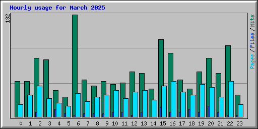 Hourly usage for March 2025