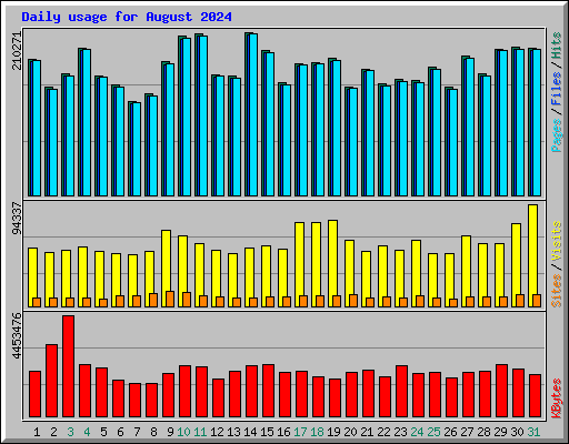 Daily usage for August 2024