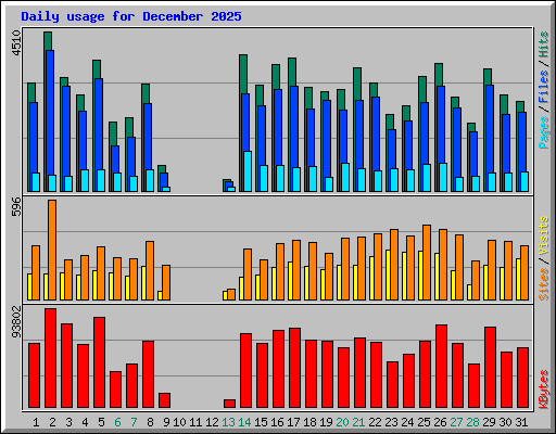 Daily usage for December 2025